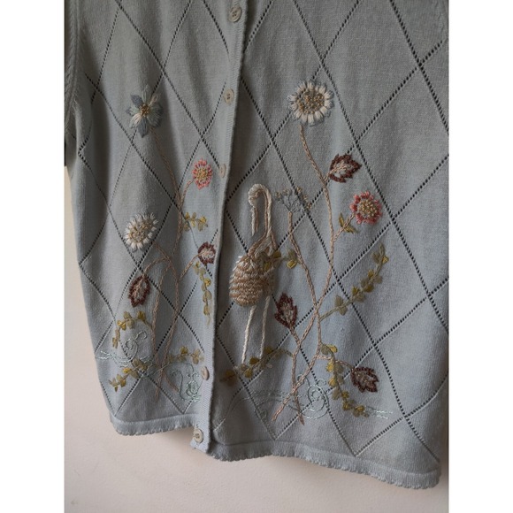 Vintage Alfred Dunner Women's Cardigan Sweater Light Blue Embroidered Size Large - Picture 2 of 5